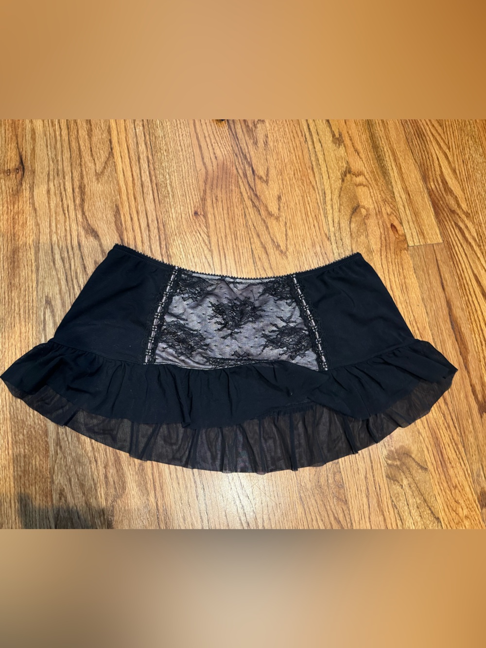 Jezebel Black Lace Ruffle Hipster Skirted Panty
